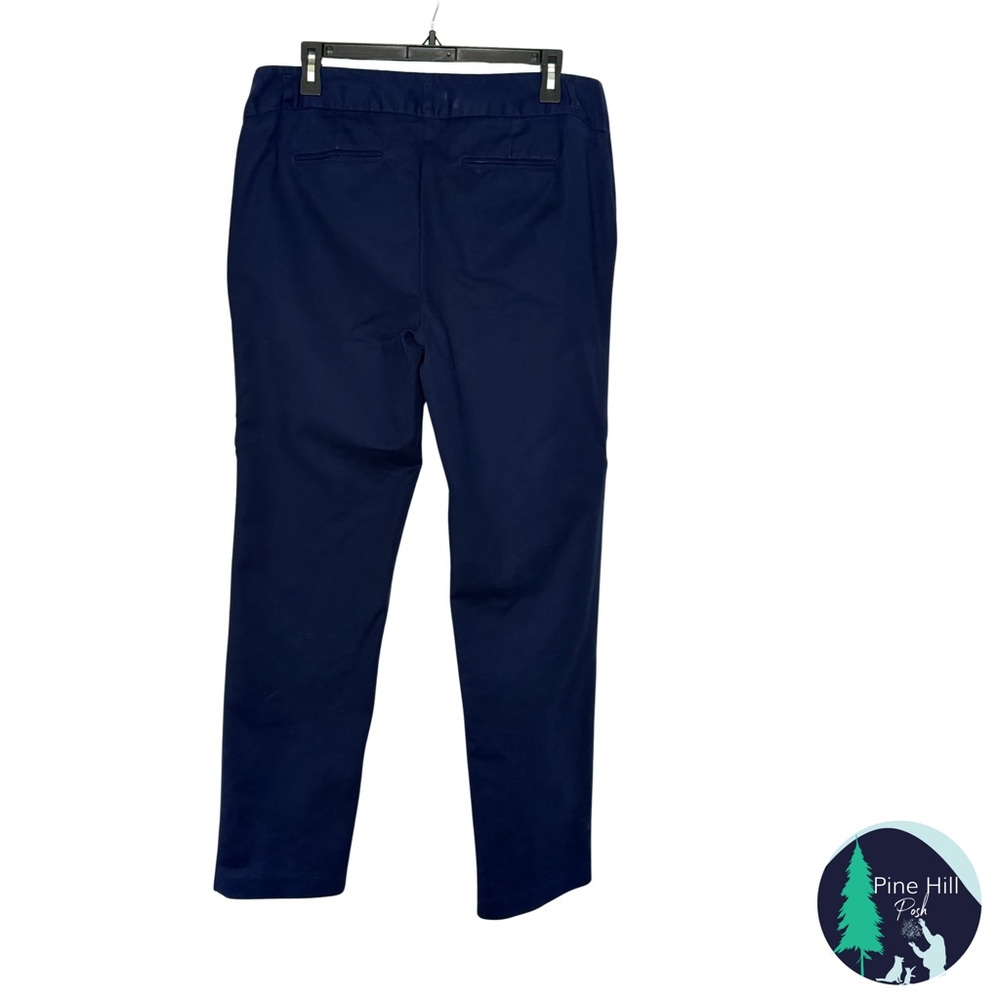 Vintage Van Heusen Stretch Twill Pants Chinos Womens 10 Navy Blue Tapered FLAW - Picture 2 of 8